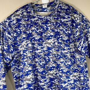 Augusta Sportswear Blue Digi Camo Camouflage T-Shirt Men 2XL Long Sleeve